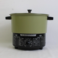 Vintage Crown Fondue Slow Cooker & Deep Fryer Model CF4 Green/Black