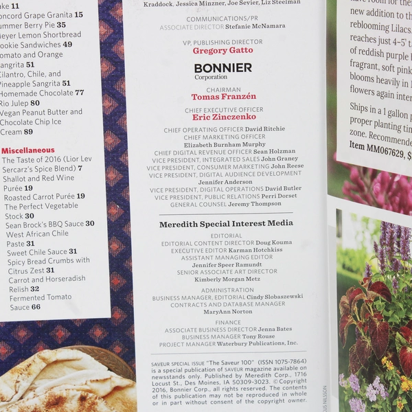 Saveur Magazine 2016 Special Issue The Saveur 100 What to Cook For 2016