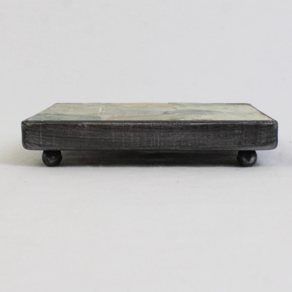 Pier 1 Imports Green Square Stone Mosaic Candle Holder/Trivet/Coaster 4.75"