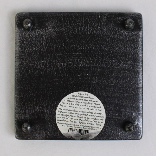 Pier 1 Imports Green Square Stone Mosaic Candle Holder/Trivet/Coaster 4.75"