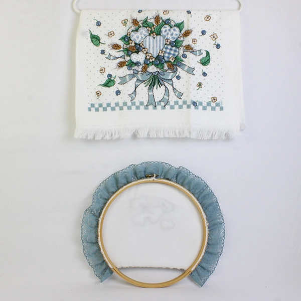 Cannon Kitchen Towels Mounted on Embroidery Hoops with Quilted Design