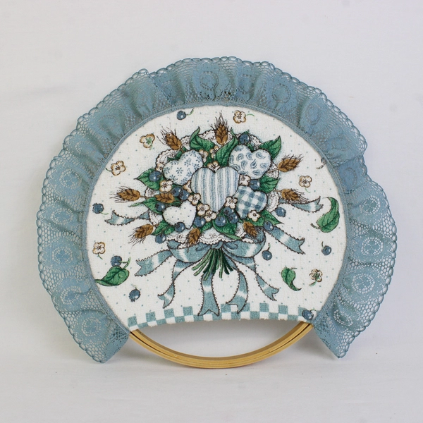 Cannon Kitchen Towels Mounted on Embroidery Hoops with Quilted Design