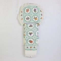 Cannon Kitchen Towel Mounted on an Embroidery Hoop with Quilted Fruit Design