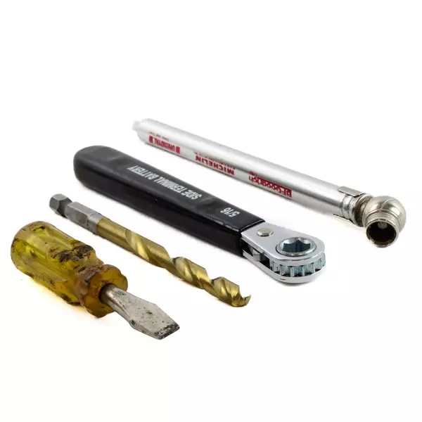 Lot of 5 Assorted Tools Drywall Nails 5/16 Wrench Drill Bit XS Screw Tire Gauge