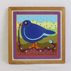 Vintage 1982 Taylor & Ng "Early Birdie" Ceramic Tile with Wooden Frame