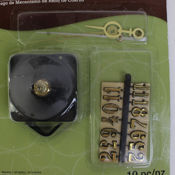 New in Pkg ArtMinds QUARTZ Clock Movement Kit 19 Piece For 1/4" Base Material
