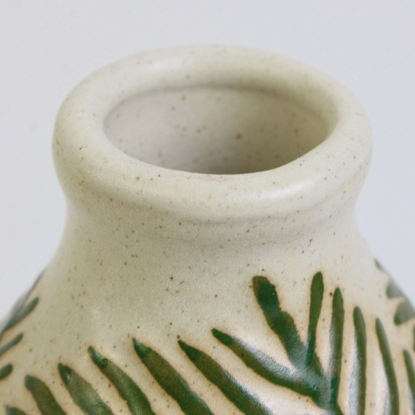 Small Leaf Design Pottery Jug Decanter Container with Cork Stopper 4.5"