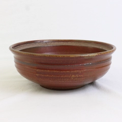 Signed Redware Studio Pottery Decorative Clay Bowl 9" FLAW
