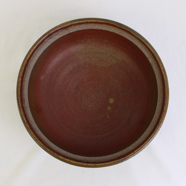 Signed Redware Studio Pottery Decorative Clay Bowl 9" FLAW