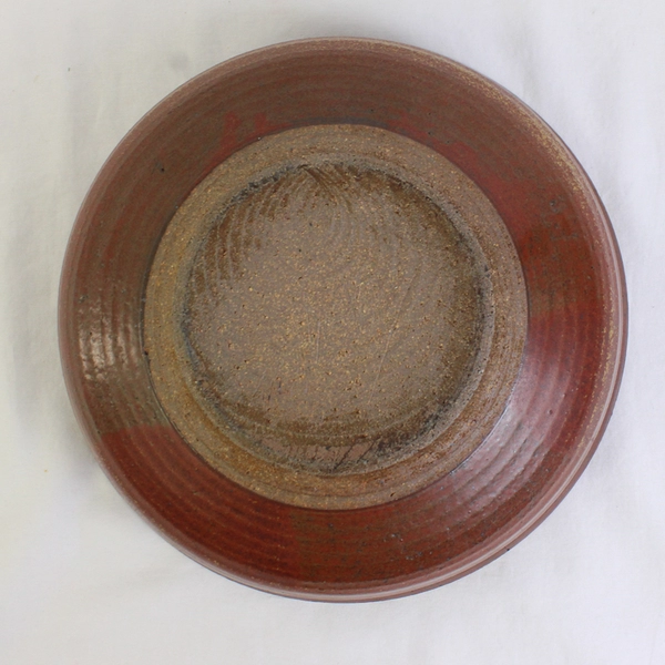 Signed Redware Studio Pottery Decorative Clay Bowl 9" FLAW