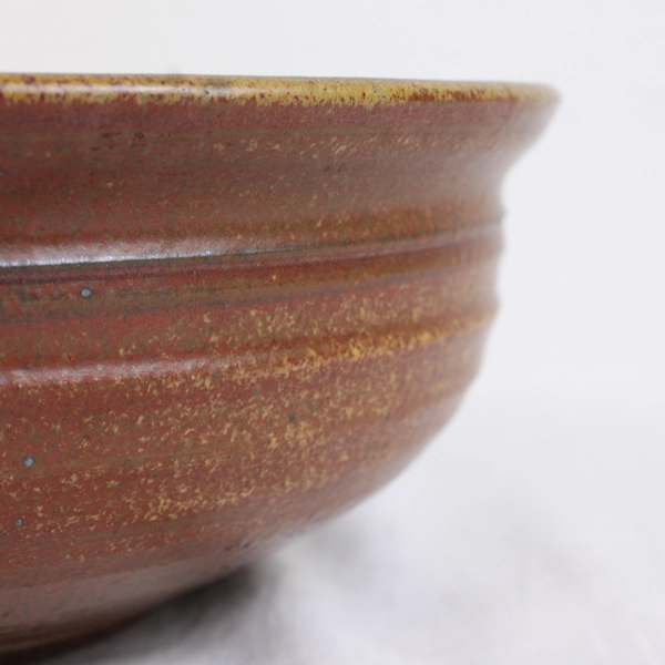 Signed Redware Studio Pottery Decorative Clay Bowl 9" FLAW