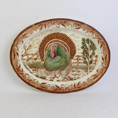 Eddie Bauer Oval Ceramic Turkey Serving Platter 18.5" x 14" Made In Japan
