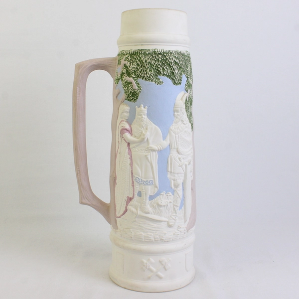 Vintage Bisque Ceramic Nordic Beer Tankard Stein Vintage Slip Cast