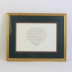 Anita Robertson Framed Numbered Art Print 1987 Calligraphy First Corinthians 13