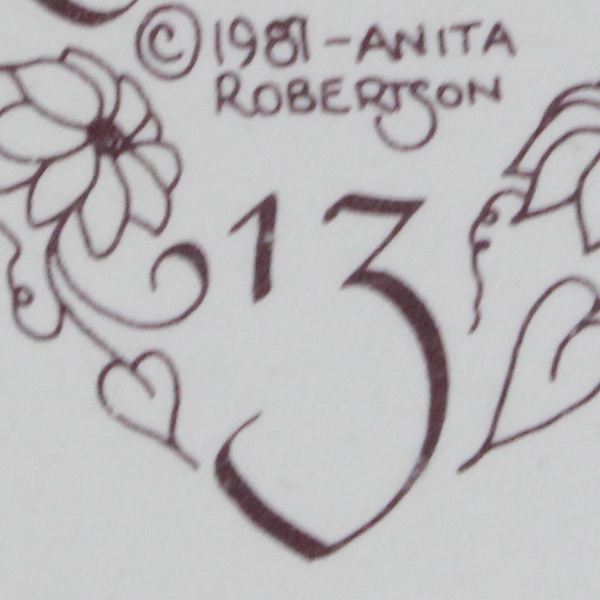 Anita Robertson Framed Numbered Art Print 1987 Calligraphy First Corinthians 13