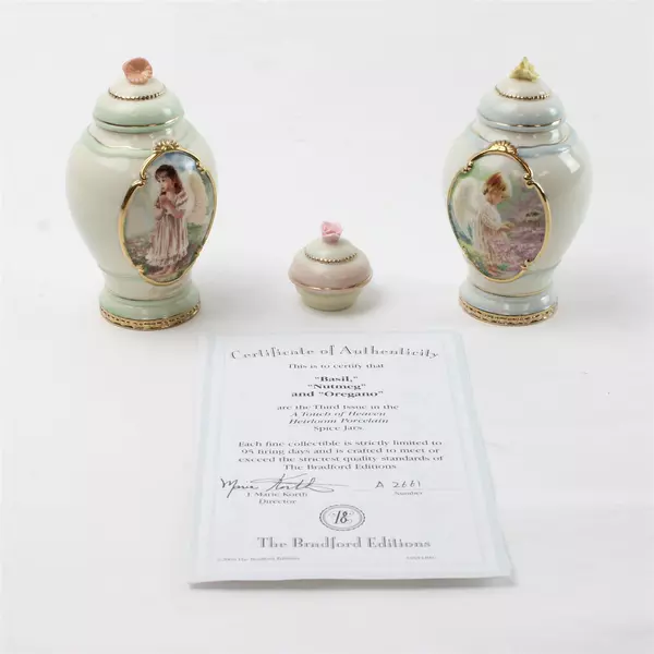 Bradford A Touch of Heaven Porcelain Spice Jar Set of 2: Basil And Oregano