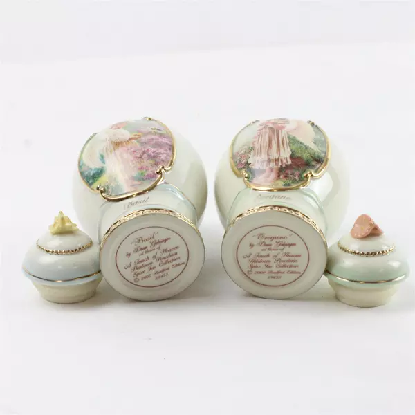 Bradford A Touch of Heaven Porcelain Spice Jar Set of 2: Basil And Oregano