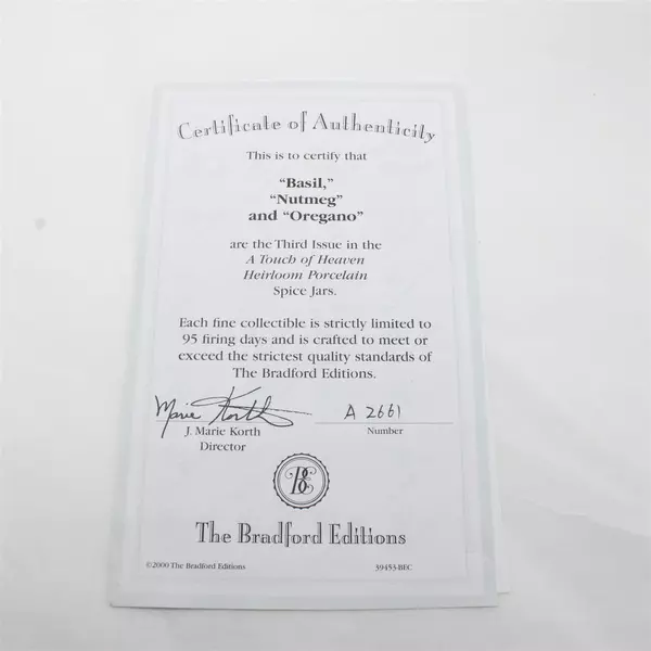 Bradford A Touch of Heaven Porcelain Spice Jar Set of 2: Basil And Oregano