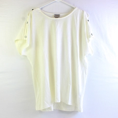 Chicos Women's 2 Ivory Lightweight Slit Sleeve 100% Cotton Blouse