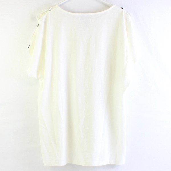 Chicos Women's 2 Ivory Lightweight Slit Sleeve 100% Cotton Blouse