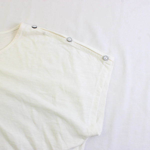 Chicos Women's 2 Ivory Lightweight Slit Sleeve 100% Cotton Blouse