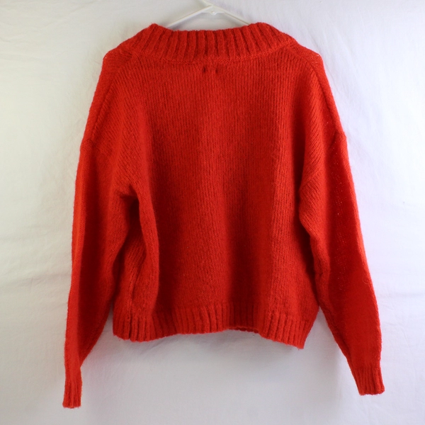 A New Day Women’s XL Orange Long Sleeve Fuzzy V Neck Crop Sweater