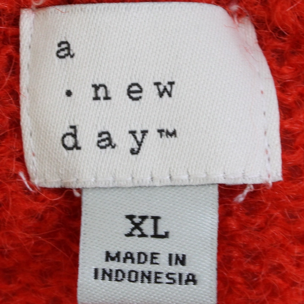 A New Day Women’s XL Orange Long Sleeve Fuzzy V Neck Crop Sweater