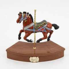 Hand Painted Brown Ceramic Mold Carousel Horse Figurine On A Base 