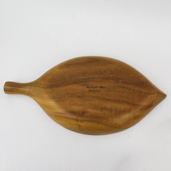 8-Piece Carved Monkey Pod Leaf-Shaped Wood Bowl With Fruit