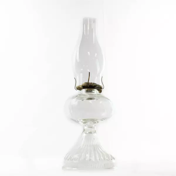 Antique Clear Glass Kerosene Hurricane Lamp 18" Tall Needs New Wick