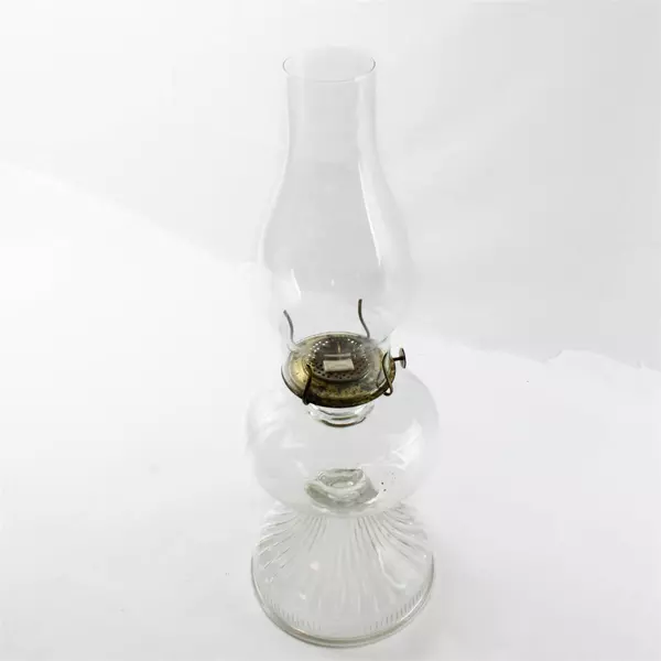 Antique Clear Glass Kerosene Hurricane Lamp 18" Tall Needs New Wick