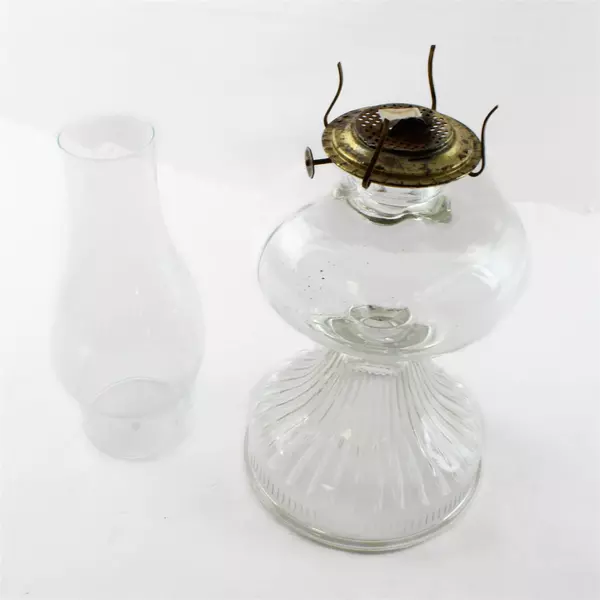 Antique Clear Glass Kerosene Hurricane Lamp 18" Tall Needs New Wick