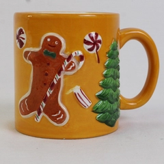 Le Gourmet Chef Gingerbread W/ Christmas Tree Ceramic Mug W/ Handle 4" Tall