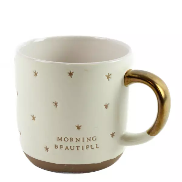 Hearth & Hand Magnolia 'Morning Beautiful' Coffee Mug Cream Gold Stars