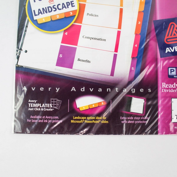 Avery Dividers Extra Wide Table Of Contents Reference 11163 RIEW5 5 Tabs New