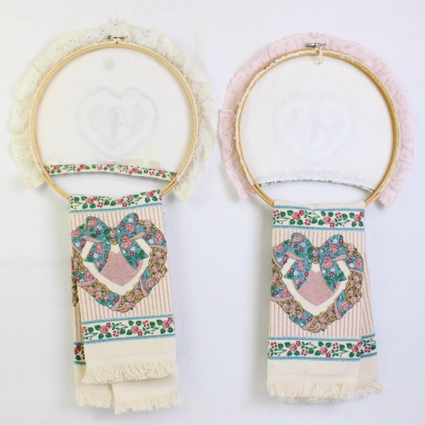 Lot of 2 Cannon Kitchen Towel Quilted Design on Embroidery Hoop