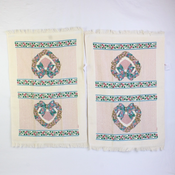 Lot of 2 Cannon Kitchen Towel Quilted Design on Embroidery Hoop