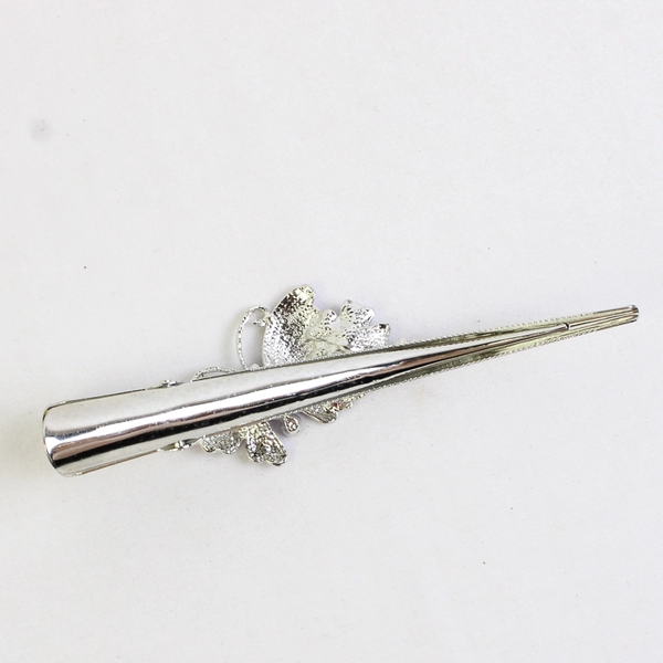 Rhinestone & Enameled Flower Butterfly Flowers Hair Clip Silver Toned Beret 