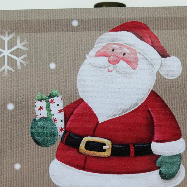 Vintage Small Metal Santa Claus Tan Lunchbox 5 1/2" X 4" X 2 1/2"