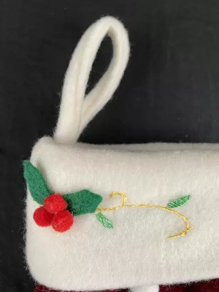 Velvet Miniature Cat Stocking Hanging Christmas Decor Embroidered Paw Print