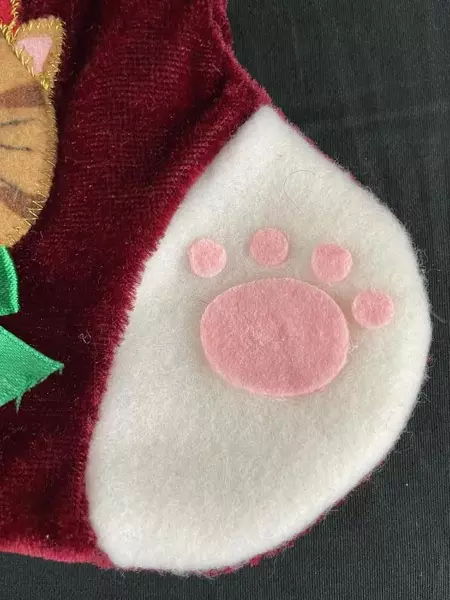 Velvet Miniature Cat Stocking Hanging Christmas Decor Embroidered Paw Print