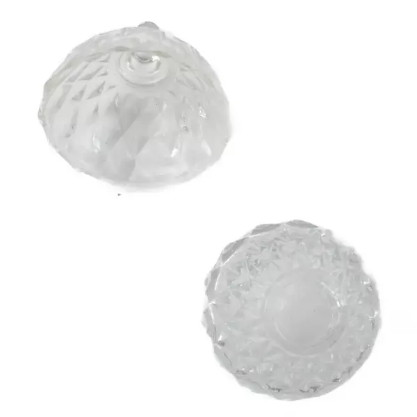 Vintage Clear Diamond Faceted Glass Lidded Round Trinket Box 2.75"D x 3.75"H