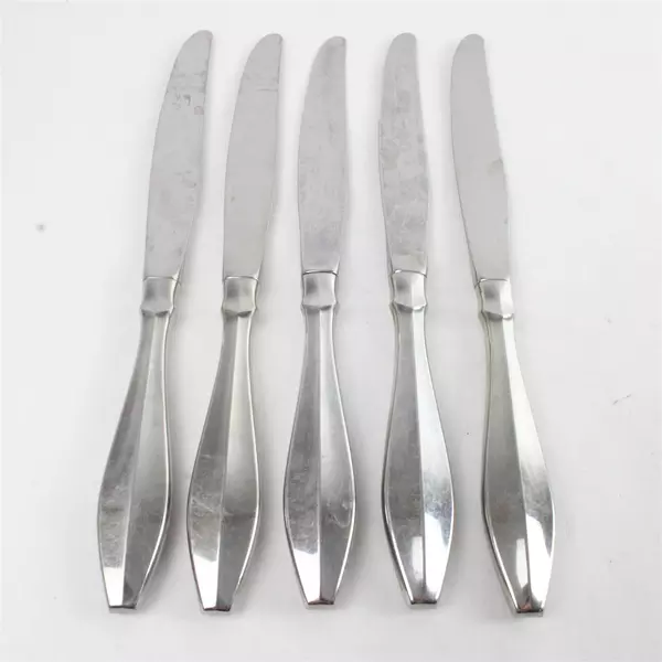 Set of 5 Oneida Stainless Fascia Modern Hollow Handle Knives 9.75in