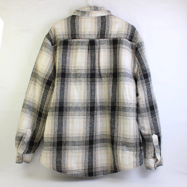 Brooklyn Cloth Men's L Tan and Gray Plaid Sherpa Lined Flannel Jacket