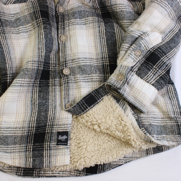 Brooklyn Cloth Men's L Tan and Gray Plaid Sherpa Lined Flannel Jacket