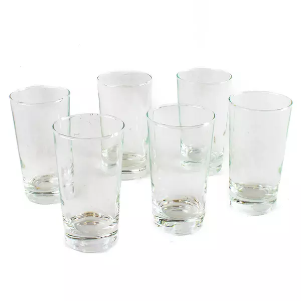 Set of 6 Glass Tumblers 5" High Used Barware Drinking Glasses