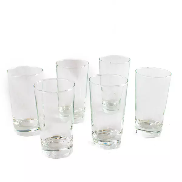 Set of 6 Glass Tumblers 5" High Used Barware Drinking Glasses