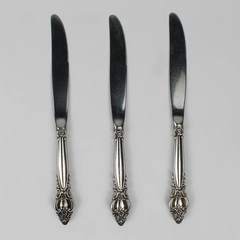 Lot of 3 International Silver Stainless Frontenac Modern Hollow Dinner Knife