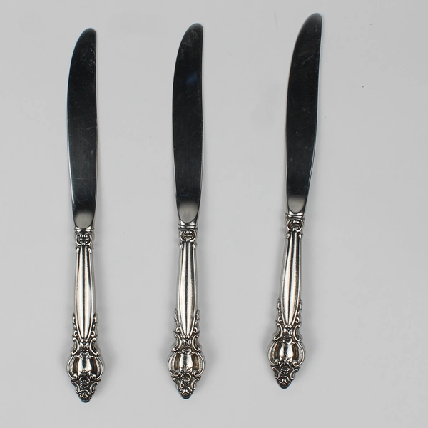 Lot of 3 International Silver Stainless Frontenac Modern Hollow Dinner Knife