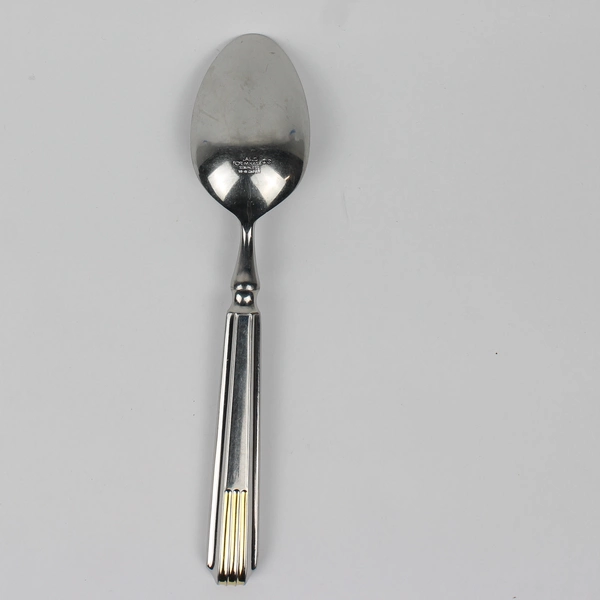 Skyline Gold by Mikasa Oval Soup Spoon (Tablespoon) Stainless Steel Gold Accent 